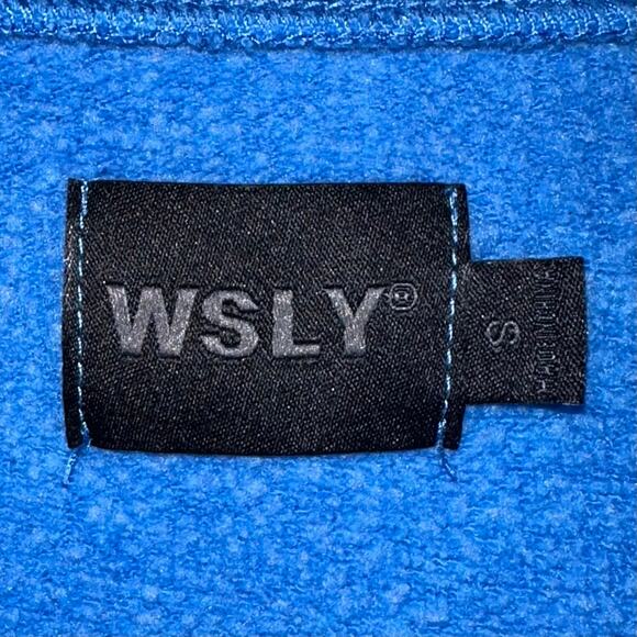 WSLY Bandier Ecosoft Tide Pool Blue Cropped Crewneck Sweatshirt Size Small - Picture 3 of 10